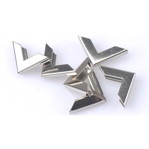 Silver Metal Book Corner Trilateral Albums Menus Folders Flower Printed Protectors Decor Supplies 40pcs 16.5x16.5x3mm CP1616