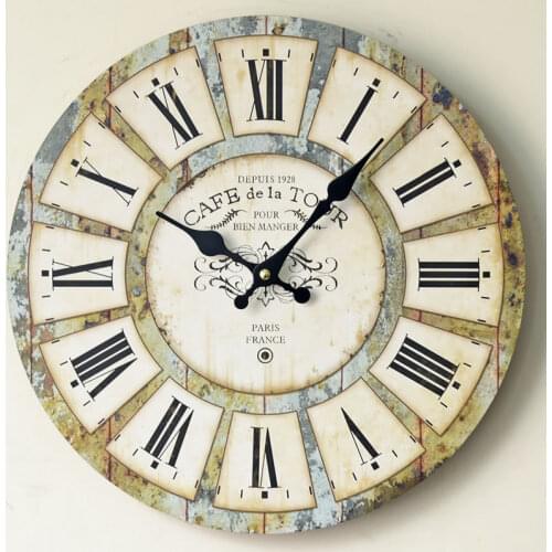 Nordic Wooden Wall Clock Retro Hanging Clocks Decoration Quiet Vintage Wall Clocks Antique Watches Home Decor Clock Wall Quartz