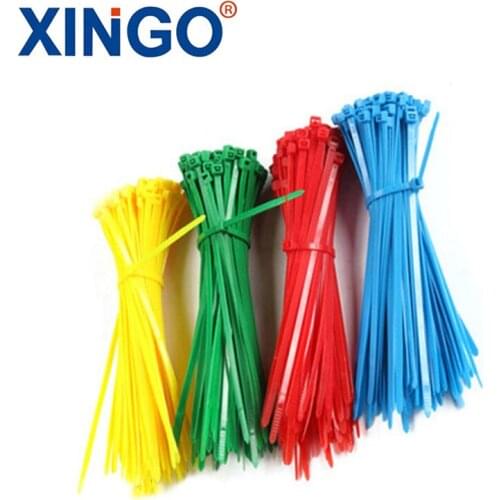 Xingo 8inch Colorful Self-locking Nylon Cable Ties Plastic Zip Tie 18 lbs UL RoHS SGS Approved Loop Wrap Ties white & black 500