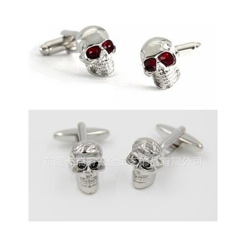 10pairs/lot White/Red/Black Crystal Eyes Skull Cufflinks Skeleton Head Cuff Links Cuff Button Mens Jewelry Halloween Gift