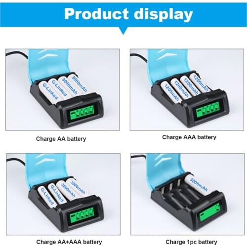 AA battery charger 4 slots LCD charger for aa aaa ni-mh ni-cd 1.2v rechargeable battery charger for aa aaa 1.2v