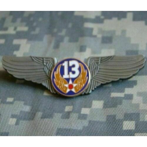 Ww2 US 13th Army Air Corps Distinctive Unit Pilot Wing Badge PIN