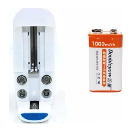 1PCS 1000mAh Li-ion 9 V Rechargeable Batteries For Smoke detectors Wireless Microphones+Universal 9V AA AAA 18650 Smart Charger