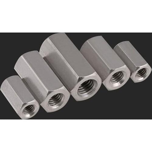 1pcs M8 M10 hexagonal long nut screw 304 stainless steel rod connecting female 24mm-45mm Length