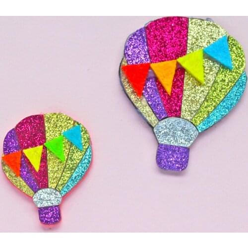 10pcs Glitter Balloon With flag Padded Patches for Headwear Hat Stickers DIY Hair Clips Kawaii Accessories