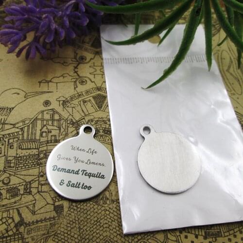 20pcs--"When life gives you lemons..."stainless steel charms 5 styles for choosing DIY Charms for necklace bracelets