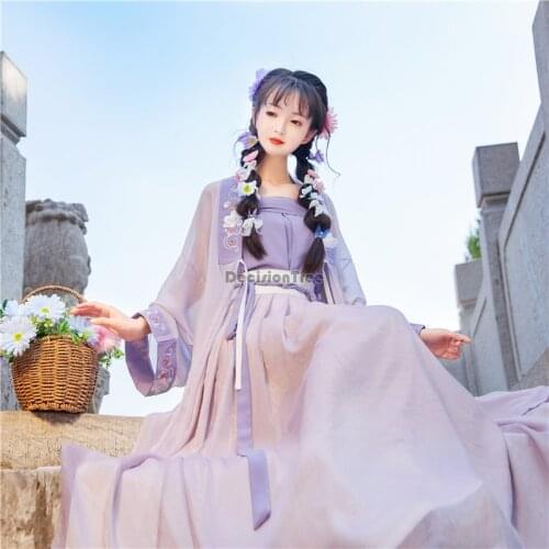 2021 female outfits folk dance hanfu women vintage retro fairy chinese traditional clothes traditional folk dance clothes hanfu