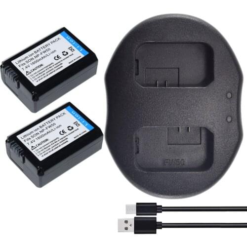 2x Battery + USB Charger for Sony NP-FW50 & Sony ILCE-7RM2 Alpha 7R II a7R II