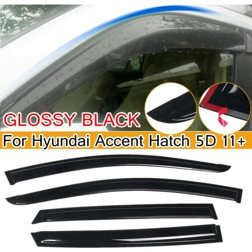 4PCS Car Window Wind Sun Rain Visor Deflectors For Hyundai Accent RB Hatch 5D 2011+ Sun Rain Guards Window Visor Weather Shield