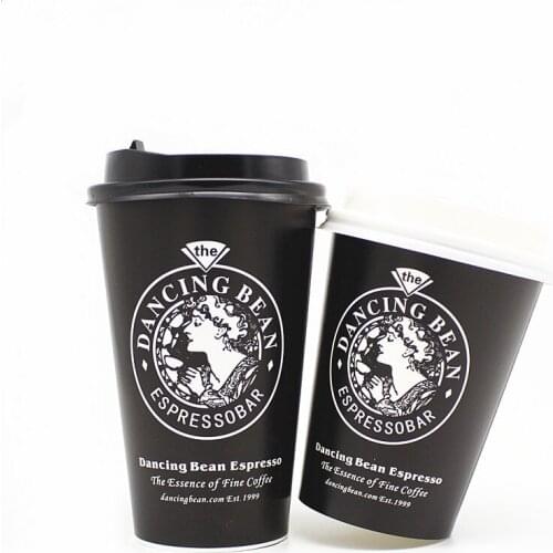 50pcs High quality creative disposable coffee cup 300ml 400ml 500ml 700ml varies capacity black drink paper cup with lid