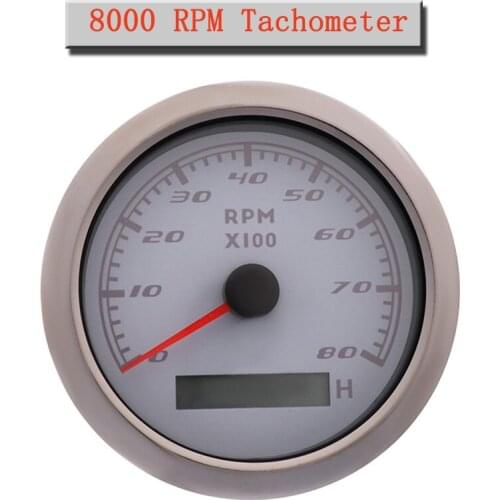 8000 RPM Tachometer 85 MM Tach Tachometer Gauge With Hour meter Red Backlight For Boat Car Gasoline Diesel 12V 24V