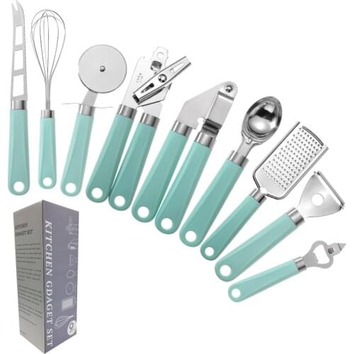 9 pcs of Kitchen stainless steel gadget set with plastic handle Household small tools set kitchen utensils miscellaneous pieces