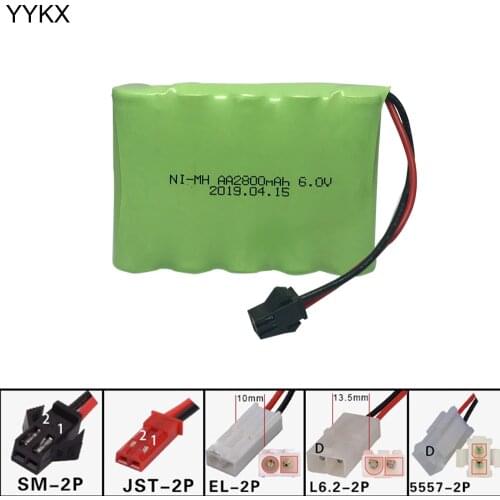High capacity NIMH AA battery 6V 2800mah for electric toys/RC car/RC truck/RC boat L6.2-2P/SM-2P/JST/EL-2P Plug free shipping