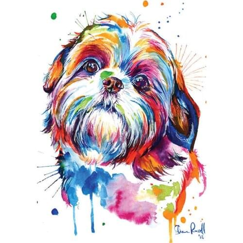 DIY 5D Diamond Painting Cross Stitch Diamond Embroidery rhinestones 3d picture mosaic stickers "Shih Tzu dog"Watercolor
