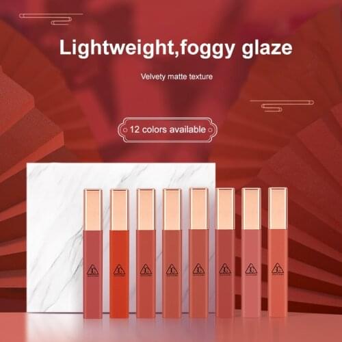 12 Colors Velvet Matte Lip Glaze Moisturizing Mirror Lipstick Nonstick Cup Easy To Wear Long Lasting Lip Gloss TSLM1