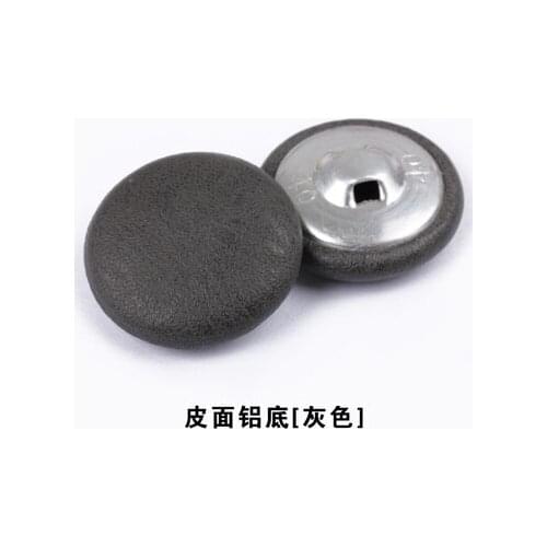 Free shipping 30pcs/lot grey leather cover aluminum bottom button coat female cotton cloth covered buttons 20mm 25mm