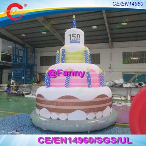 Free air ship to door,2019 new outdoor happy birthday cake giant inflatable celebration candle cake replica model for parties