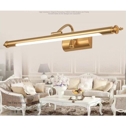 Free Shipping Brass Modern Mirror Wall Lamp 110V~220V Bathroom Mirror Lamp Waterproof Retro Bronze Cabinet Vanity Mirror Lights