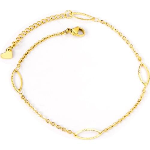 LUXUSTEEL Oval Round Accessories Anklets For Women Gold Color Trendy Fashion Style Stainless Steel Anklets Bracelet Beach Party