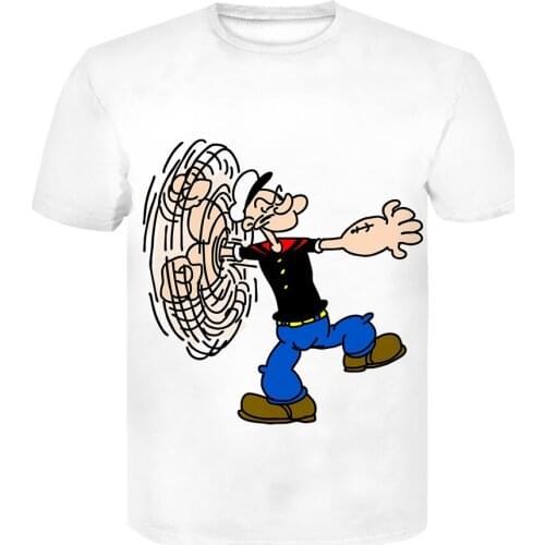 Popeye 3D Print Men/Women T Shirt Summer anime T-shirt Men Clothes Cartoon T-shirt harajuku loose tshirt white Short sleeve
