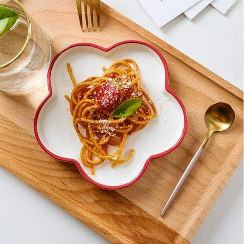 Flower Ceramic Plate Cute Breakfast Plate Dessert Cake Bread Plates Western Food Plates for Kitchen Heating посуда Platos