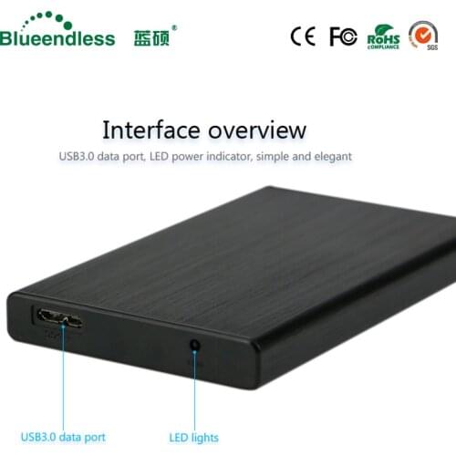 Suit for 7- 9.5mm hard disk thick hdd caddy aluminum 2.5 hdd box up to 1 TB hdd sata enclosure with USB 3.0 for ssd hdd