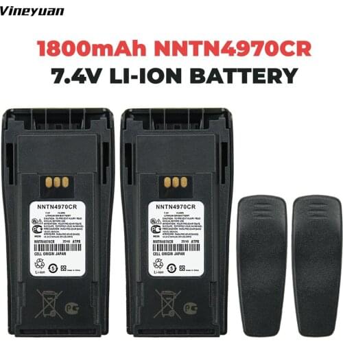 2Pcs NNTN4497CR 1800mAh Li-on Battery for Motorola CP200 PR400 EP450 CP150 CP140 CP160 CP180 CP250 GP3688 GP3188 Radio Battery