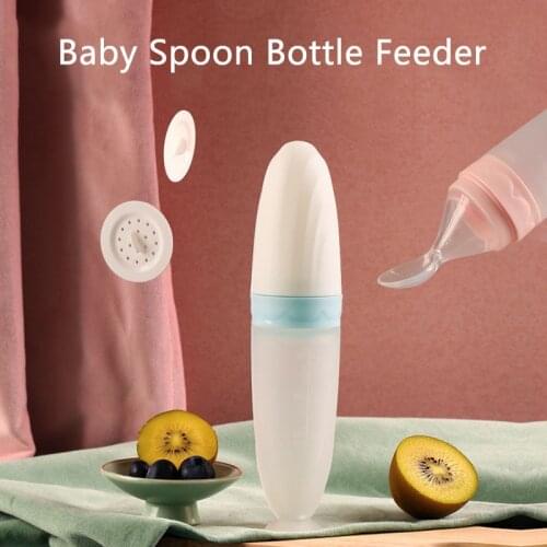 Baby Inner Baby Spoon Bottle Feeder Silica Gel and PP Material Feeding with Spoon Feeder Integrated Food Feeding Spoon 6 Months