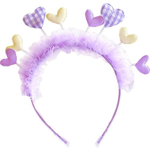 Cute Loving Heart Childrens Gauze Headband Princess Crown Shining Star Bow Girl Headdress Korean Style Hair Accessories