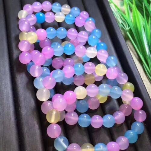Morgan agate pink jade beads single circle bracelet natural crystal candy color female hand string beads jewelry wholesale