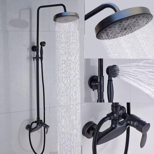 Wall Mount Rainfall Shower Faucet Set Bathroom Shower Faucet Handheld Wand Shower Sprayer Mixer Tap Set KD395