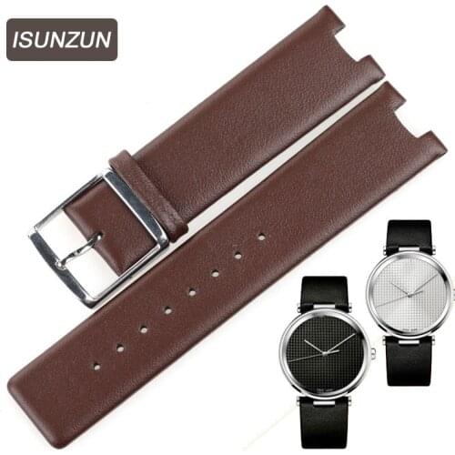 ISUNZUN New Watchband Calfskin Leather Watch Strap Watchband 20mm Steel Buckle Watchband for CK NK1S21120/K1S21102/KIS21100