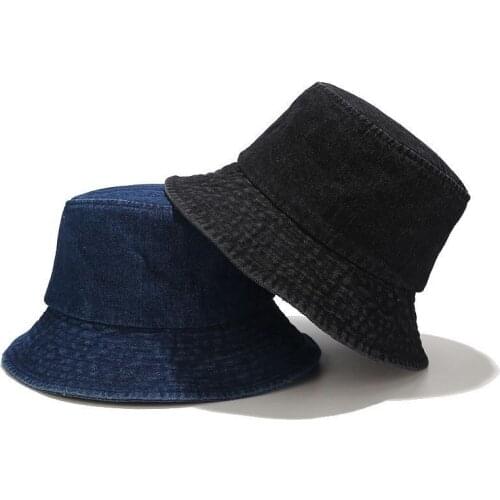 New Big Brim Sunbonnet Bucket Hat Womens Summer Fisherman Hat Foldable Casual Pure Color Denim Panama Bob Cap Unisex Sunscreen