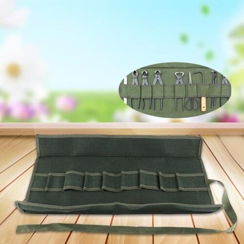 Green Bonsai Storage Package Roll Bag Garden Repair Tool Pliers Scissors Canvas Tools Storage Bags