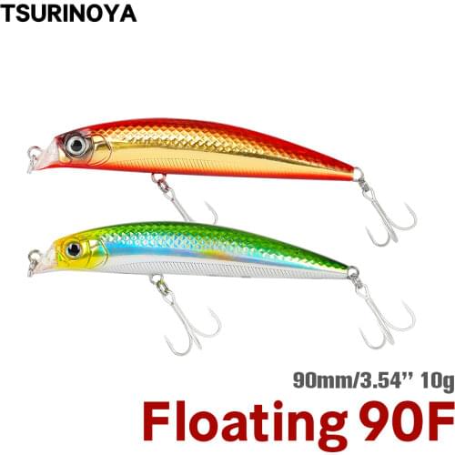 TSURINOYA DW18 Minnow Fishing Lure 9cm 10g Diving Depth 0-0.5m Floating Minnow Bait 6 Colors 3D Eyes Artificial Lure Pesca Peche