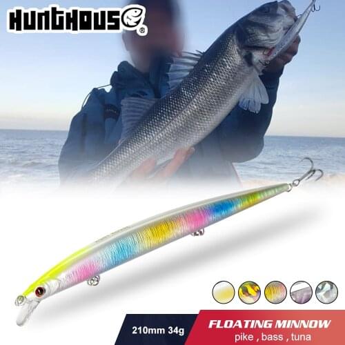 Hunthouse minnow fishing lures 2019 saltwater sea fishing floating 210mm 34g for sea bass wobbler bait pescar leurre swimbait