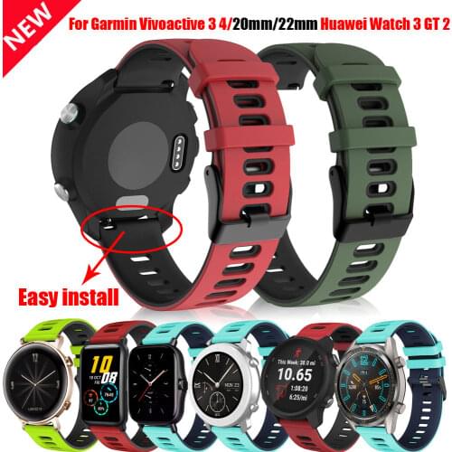 Smart Watch Watchband Strap For Garmin Vivoactive 3 4 Silicone Band Bracelet Forerunner645 Huawei Watch 3 GT 2 Porous Anti-Sweat