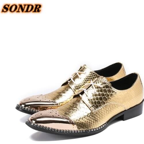 Sapatos Masculino Gold Fish Pattern Men Formal Shoes Genuine Leather Round Toe Lace Up Shoes For Men Dress Office Oxford Shoes