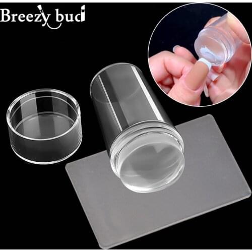 Silicone Nail Stamper French Nail Tips Double Head Transparent Jelly Stencil Template Seal Stamper Scraper For Fast Nails Tip