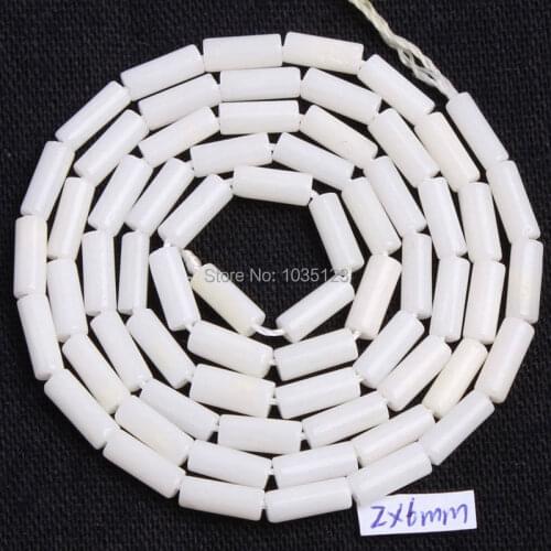 High Quality 2x6mm Pretty Smooth White Coral Column Shape DIY Gems Loose Beads Strand 15" Jewelry Making w653