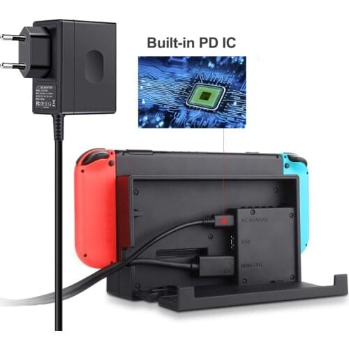 AC Adapter Charger for Nintendo Switch Charger Supply 15V 2.6A Fast Charging Kit for Switch Dock and Pro Controller Support TV