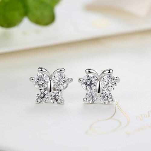 Korean Chic Stainless Steel Silver Color Butterfly Stud Earrings School Students Girls Cute Animal Jewelry Accessories Aretes