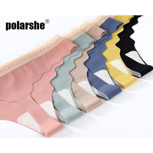 3pcs Womens Panties Lingerie Ice Silk Sexy Thongs Seamless Cotton Briefs Panties for Women Intimate Breathable Female Panties