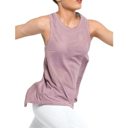 Meet Halfway Tank Striped Quick-Drying Womens Running Vest Tie It Up Or Leave It Loose Gym Fitness Tank Yoga Top