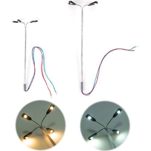 1:87/1:100 Scale Model 4 LED Luminous Street Lamp Lamppost DIY Landscape Light