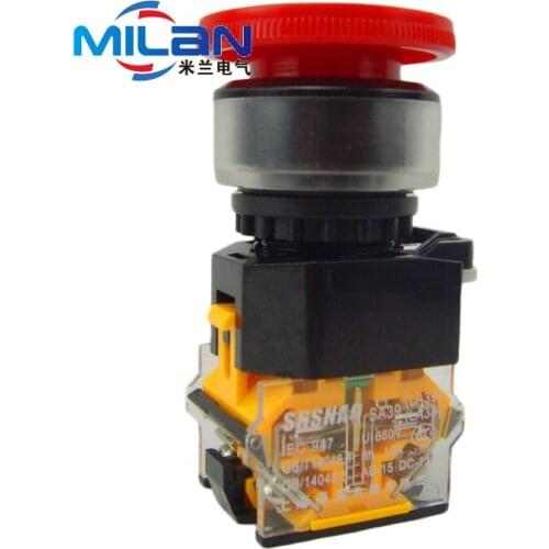 1PCS 30mm LA38-11ZS stop Emergency Power Push Button Switch Mushroom Head Emergency Stop Button Switch Self-Locking