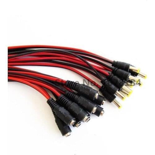 100PCS DC Power Male Female Cable 12V Plug DC Adapter Cable Plug Connector For CCTV Camera DC Plug 5.5*2.1mm 5.5x2.1