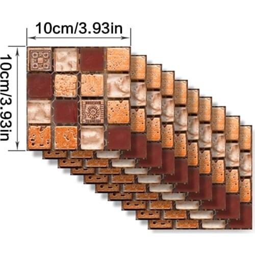 100pcs Wholesale10*10cm Self Adhesive Tile 3D Sticker Kitchen Bathroom Wall Sticker Decoration Wall Stickers Home Decor