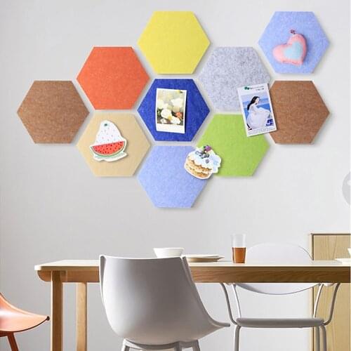 Custom Hexagon Wall Panels Polyester Fiber Acoustic Board Sound-absorbing Decorative 15cm 18 Colors