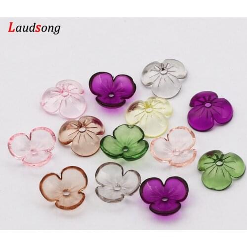 200pcs 10mm Multicolor Flower Beads Cap Transparent Acrylic Bead Caps For Jewelry Making DIY Jewellery Findings Accessories